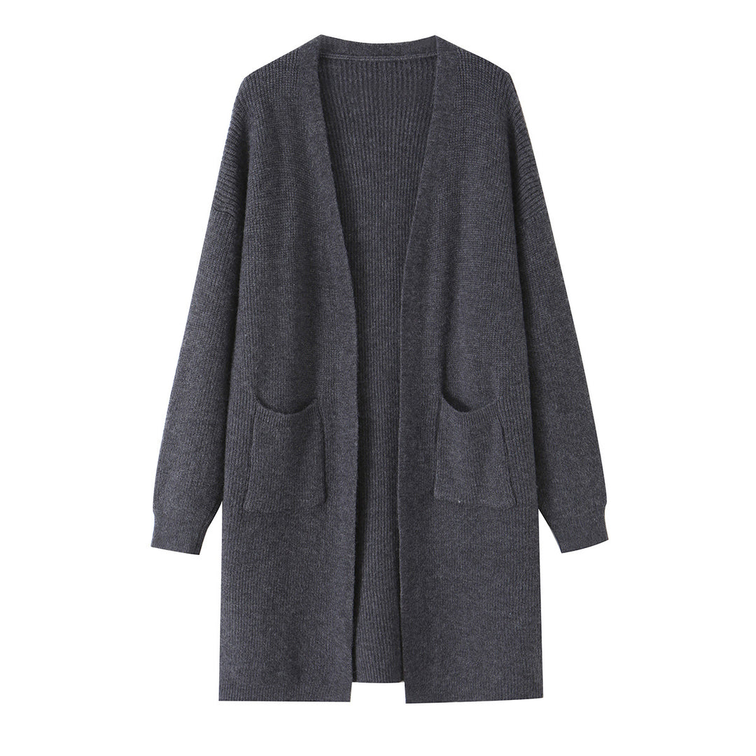 Women Long Oversized Knit Cardigan with Patch Pockets Mune Fashion