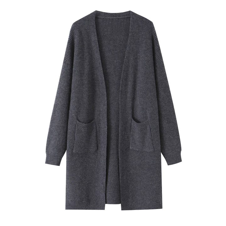 Women Long Oversized Knit Cardigan with Patch Pockets Mune Fashion