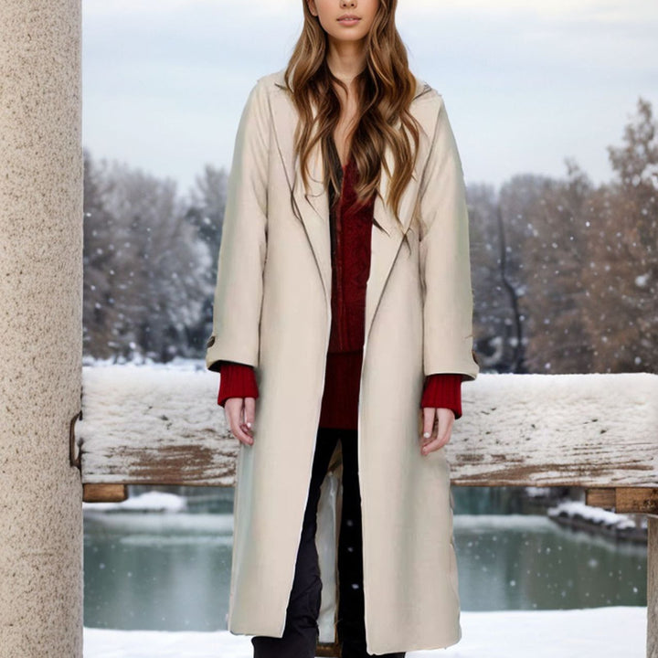 Women's long coat made of wool blend with notch collar and loose fit Mune Fashion