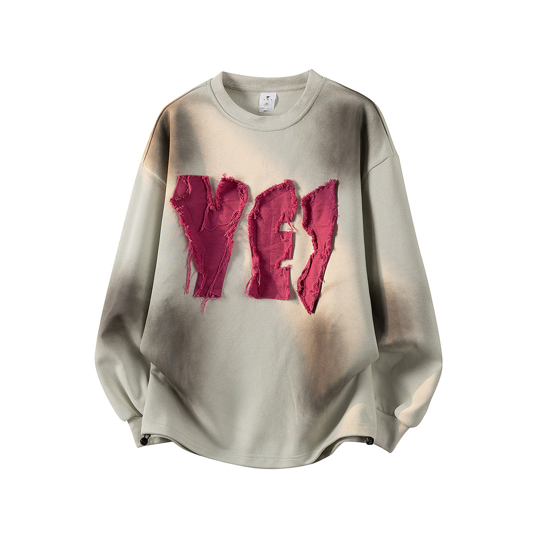 Women's Oversized Sweatshirt with Embroidered Logo, Rounded Hem & Dropped Shoulder Mune Fashion