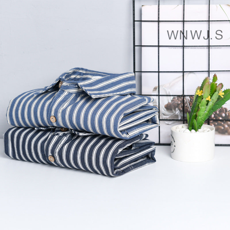 Men's Casual Striped Linen Blend Shirt Jacket in Relaxed Fit with Chest Pocket Mune Fashion