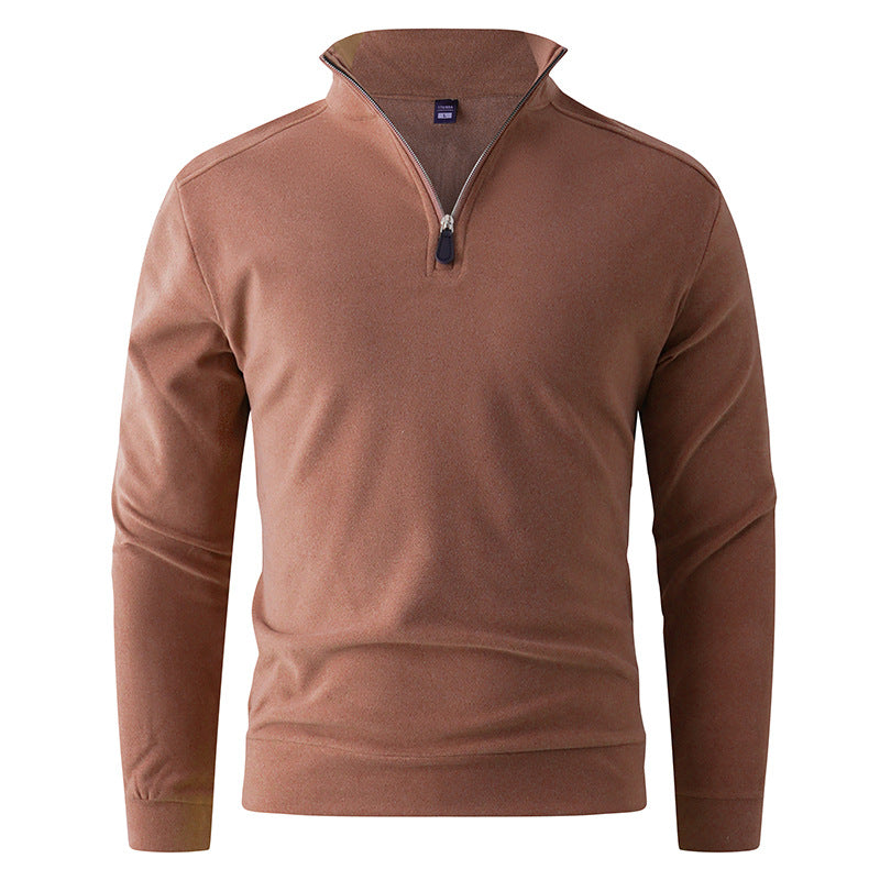 Men's Comfortable Stretch Half-Zip Sweater with Stand-Up Collar and Brushed Inner Lining Mune Fashion