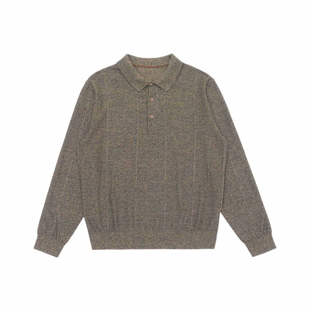 Unisex fine structure polo knitted sweater with shirt collar and ribbed hem Mune Fashion