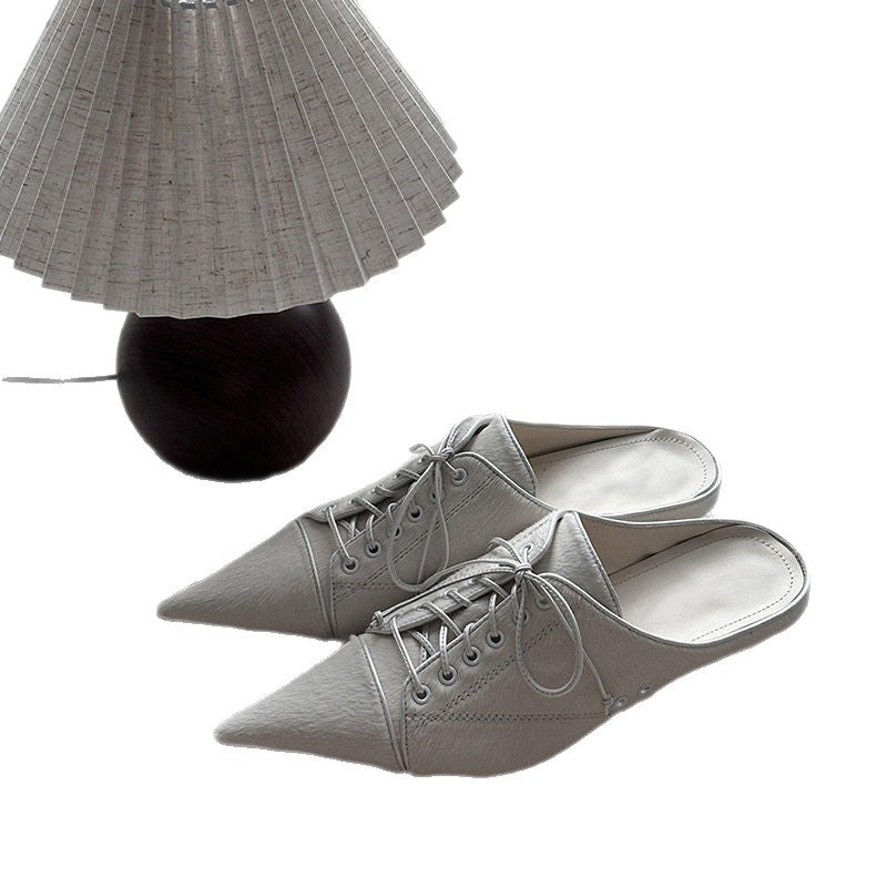 Women's pointed lace-up ballerinas in retro couture style Mune Fashion
