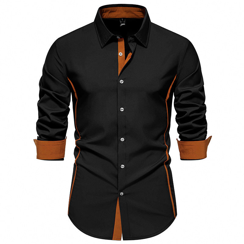 Men's tailored business shirt with contrast inner strip and convertible cuffs Mune Fashion