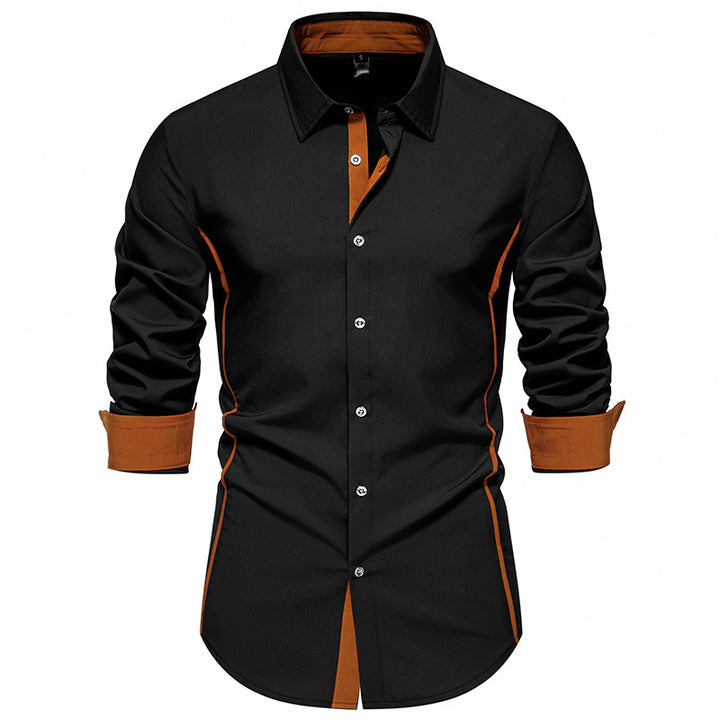 Men's tailored business shirt with contrast inner strip and convertible cuffs Mune Fashion
