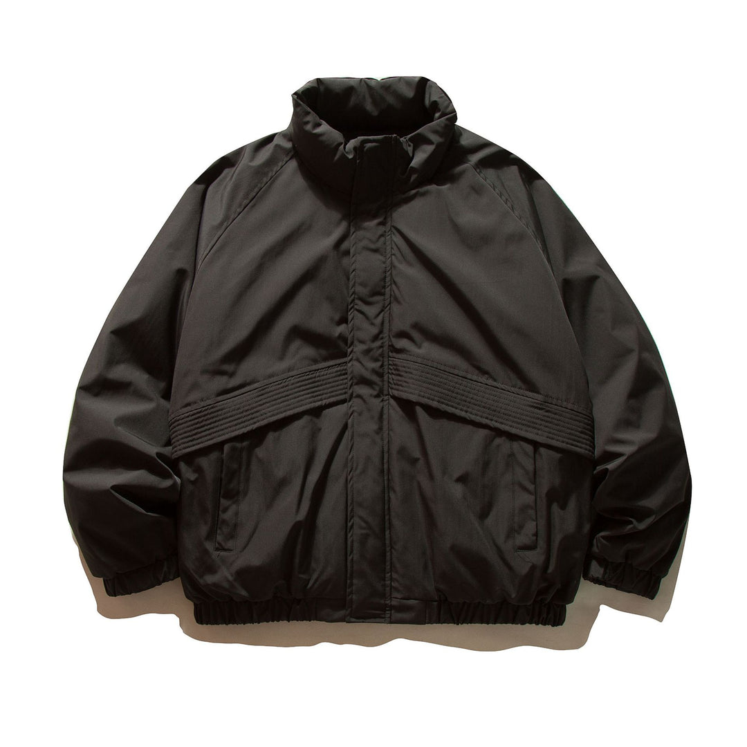 Men's Quilted Boxy Bomber with High Stand Collar and Elastic Hem Mune Fashion
