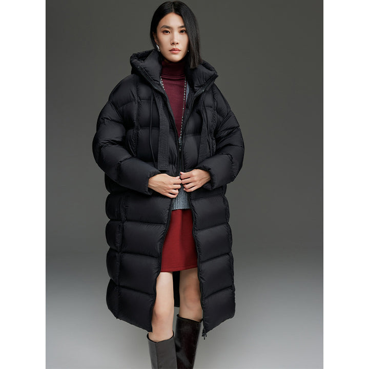 Women's Oversized Padded Down Coat with Hood and Extended Silhouette Mune Fashion