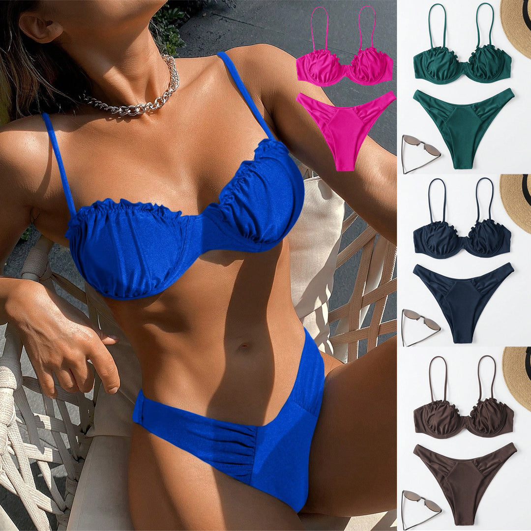 Ladies Push-Up Bikini with Ruching and Adjustable Straps Mune Fashion