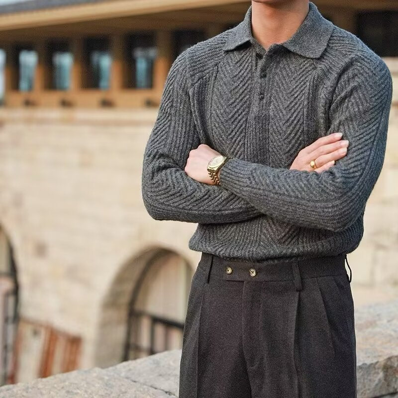 Men's Elegant Chunky Knit Sweater with Button Placket Mune Fashion