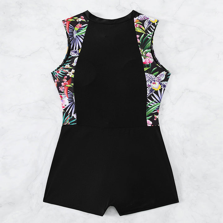 Women's Sporty Full-Body Swimsuit with Floral Design Mune Fashion