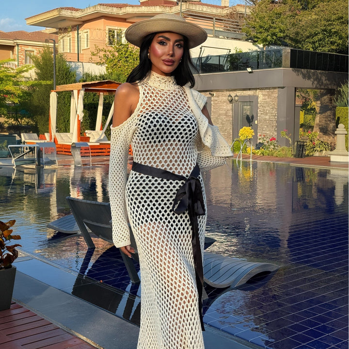 Women's Off-Shoulder Mesh Dress with Elegant Ruffles Mune Fashion