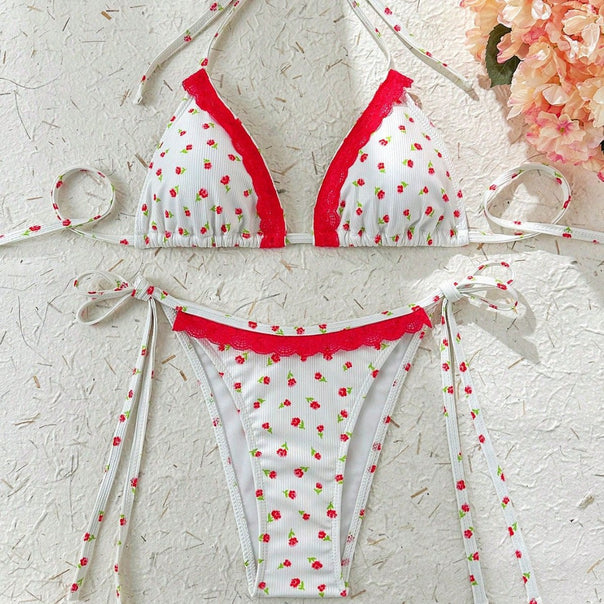 Women's Triangle Bikini with playful strawberry pattern Mune Fashion