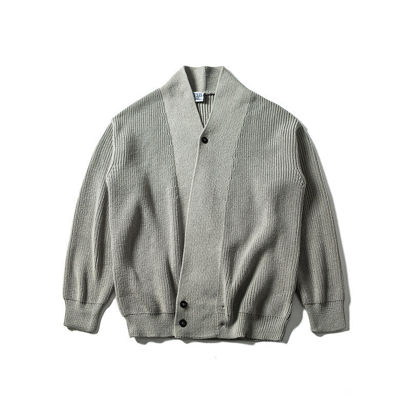Men's knit cardigan with shawl collar and asymmetrical button placket Mune Fashion