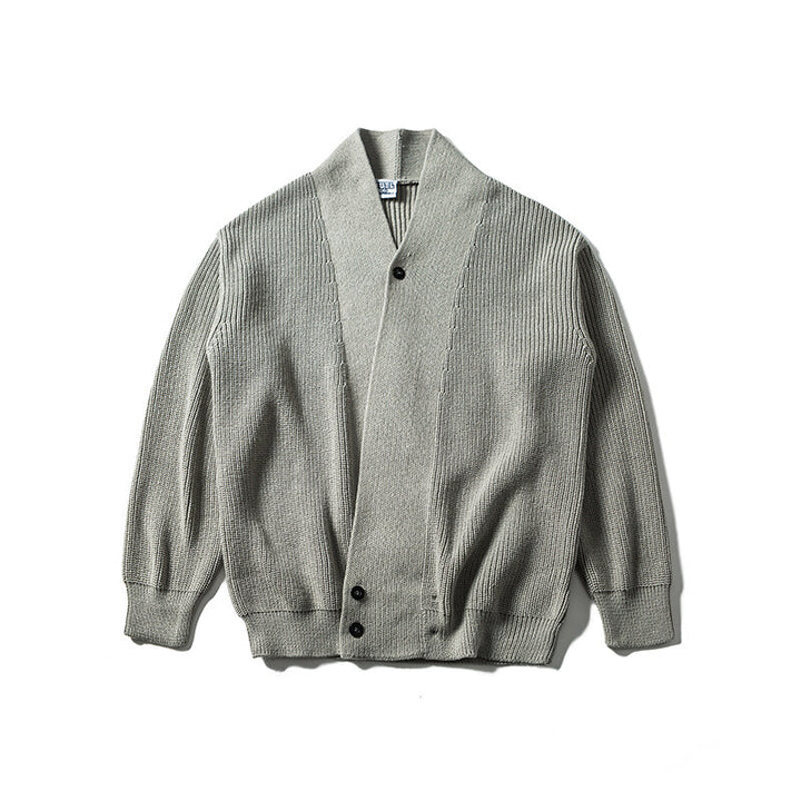 Men's knit cardigan with shawl collar and asymmetrical button placket Mune Fashion