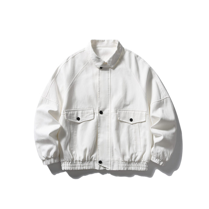 Unisex Boxy Canvas Blouson Jacket with Patch Pockets and Elastic Hem Mune Fashion