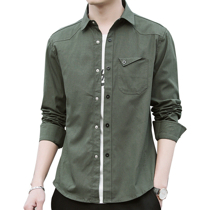 Men's cotton overshirt in worker style with chest flap pocket and shirt collar Mune Fashion