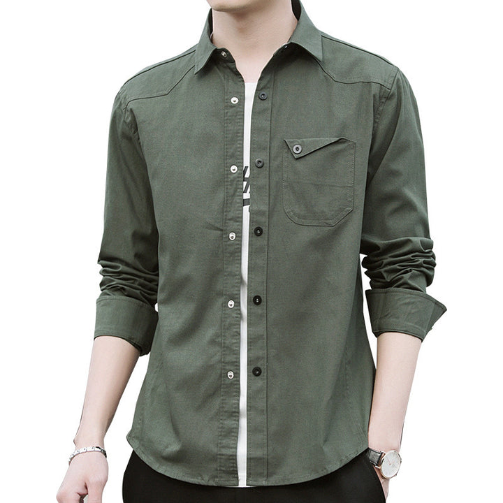 Men's cotton overshirt in worker style with chest flap pocket and shirt collar Mune Fashion