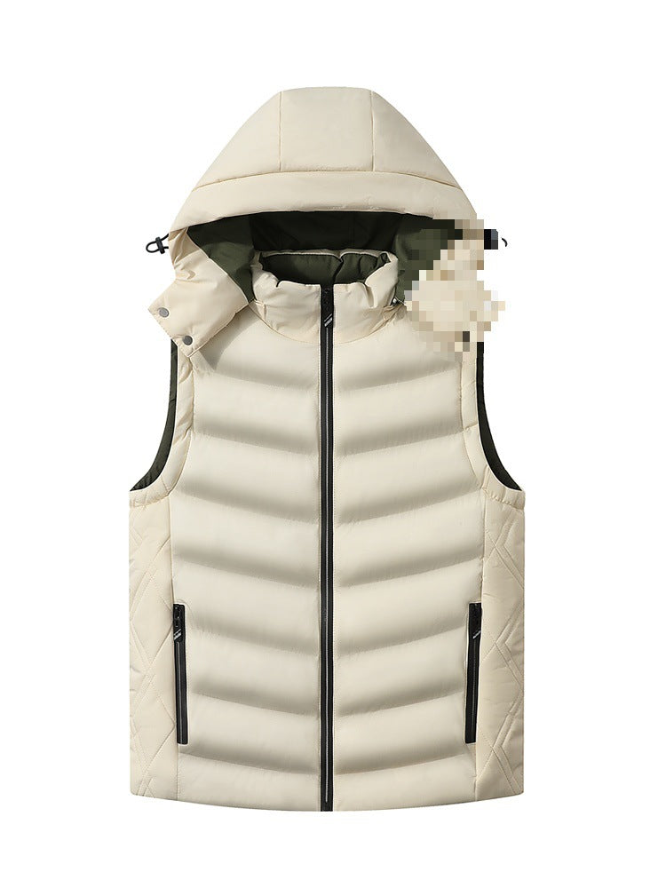 Men's quilted vest with removable hood, thermal lining, and water-repellent shell Mune Fashion