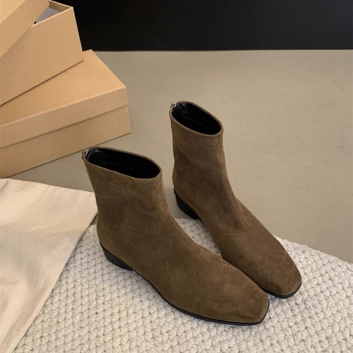 Women Stylish Suede Ankle Boots Mune Fashion