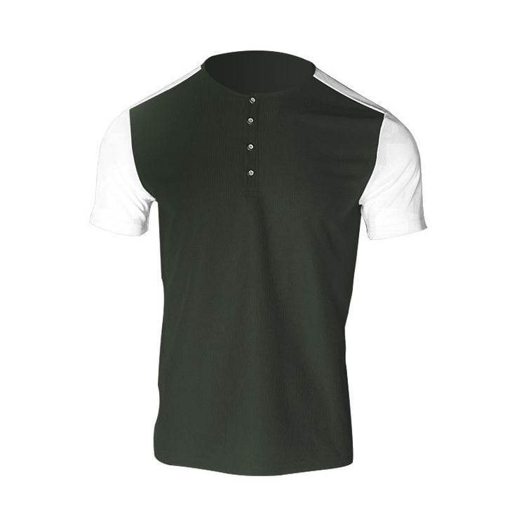 Men's short-sleeved Henley shirt with mid-length button placket and raglan sleeves Mune Fashion