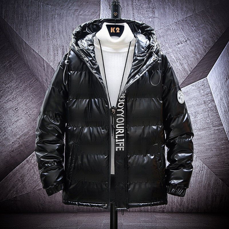 Men's glossy padded jacket with hood and thermal insulation filling Mune Fashion