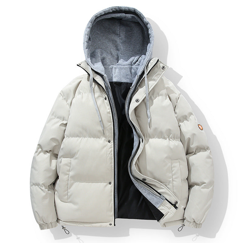 Men's padded quilted jacket with integrated hoodie inner layer and windproof outer layer Mune Fashion
