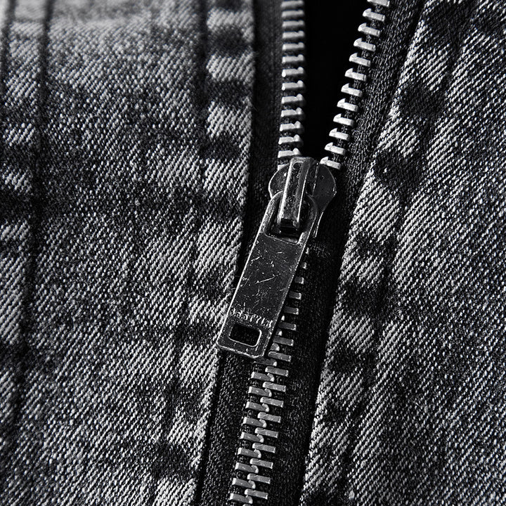 Men's denim utility jacket with high collar and zip pockets Mune Fashion