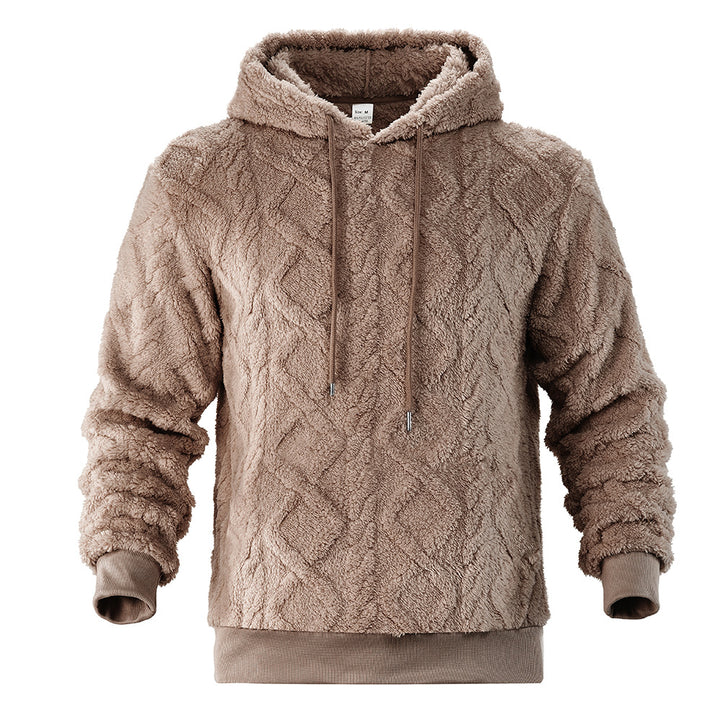 Men's teddy fleece hoodie with diamond structure, lined hood, and soft ribbed cuffs Mune Fashion