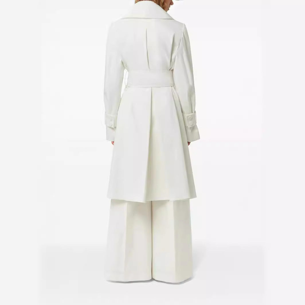 Women's trench coat with wide lapels and waist belt Mune Fashion