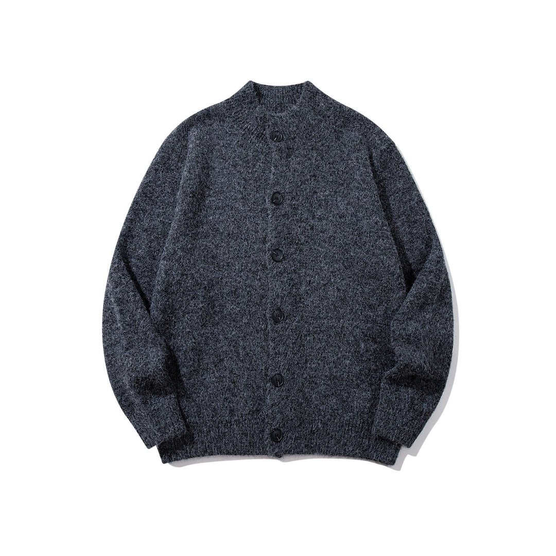Unisex Chunky Knit Boucle Cardigan with Stand-Up Collar and Button Placket Mune Fashion