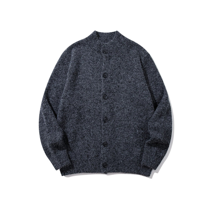 Unisex Chunky Knit Boucle Cardigan with Stand-Up Collar and Button Placket Mune Fashion