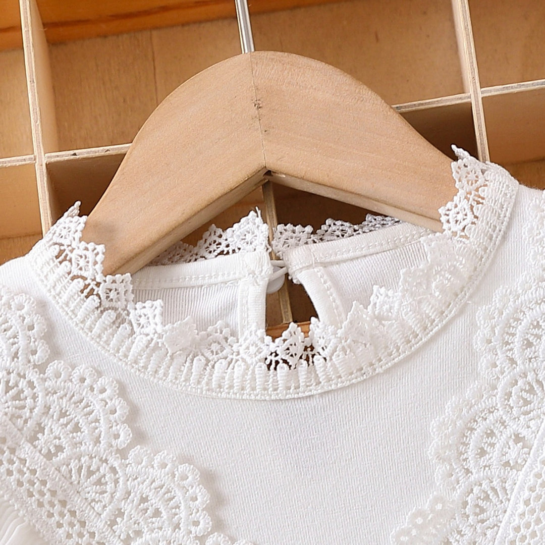 Girls ruffled blouse with romantic lace trim Mune Fashion