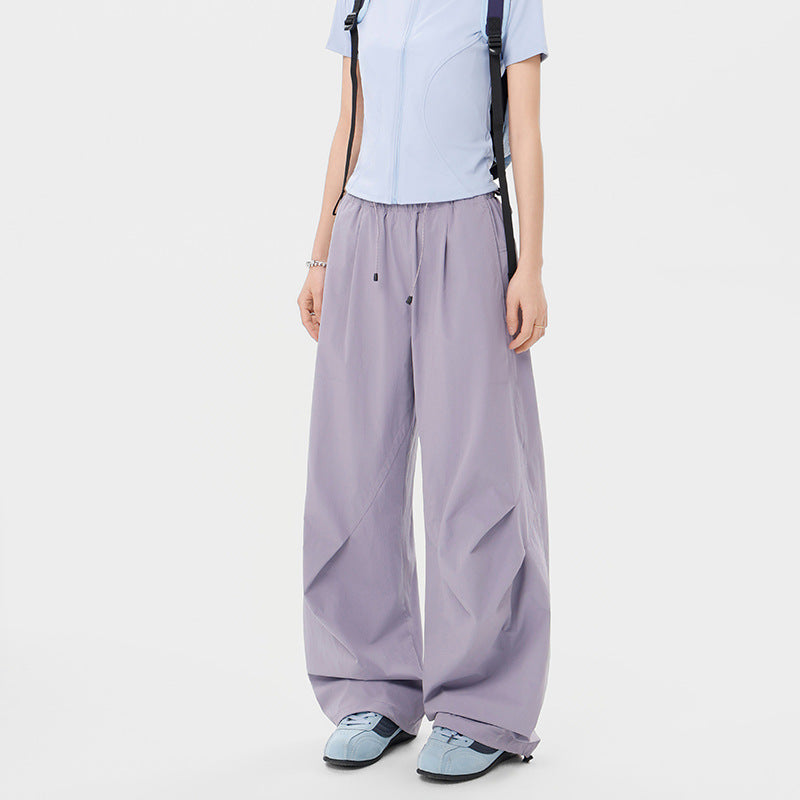 Women's wide technical cargo pants with drawstring waistband Mune Fashion