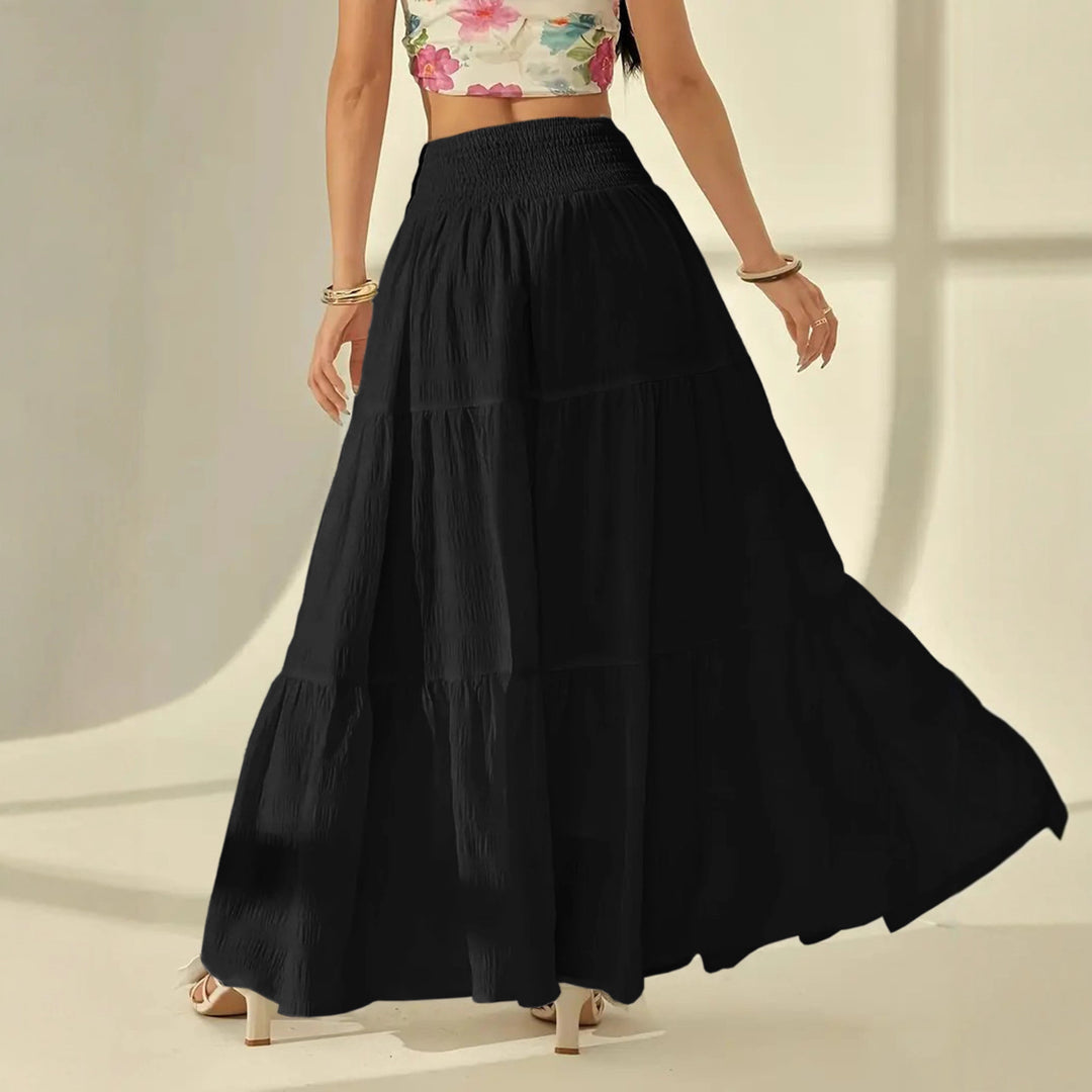 Women's unrefined maxi skirt with tiered ruffles and smocked waistband Mune Fashion