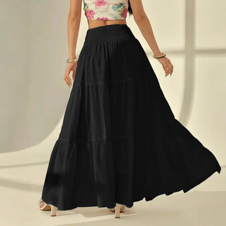 Women's unrefined maxi skirt with tiered ruffles and smocked waistband Mune Fashion