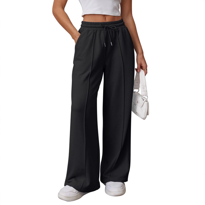 Women nan High-Waist Relax leisure pants with double ribbed waistband, visible crease and wide leg Mune Fashion