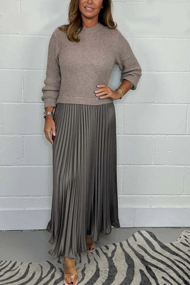 Women's nan pleated maxi skirt with elastic comfort waistband and softly falling pleats Mune Fashion