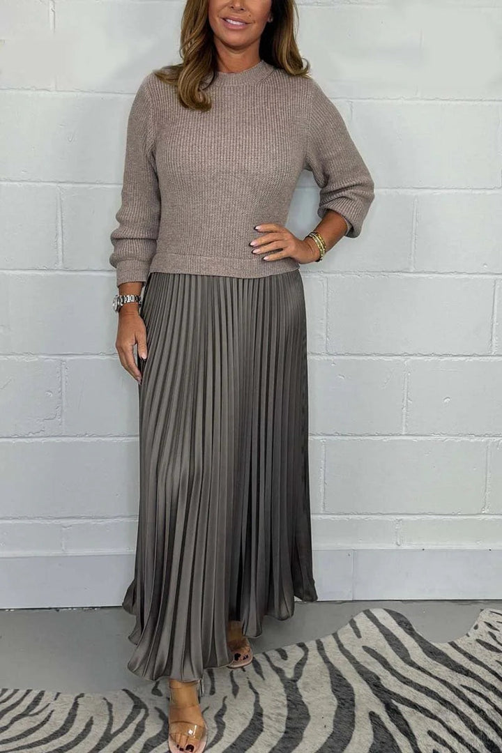 Women's nan pleated maxi skirt with elastic comfort waistband and softly falling pleats Mune Fashion