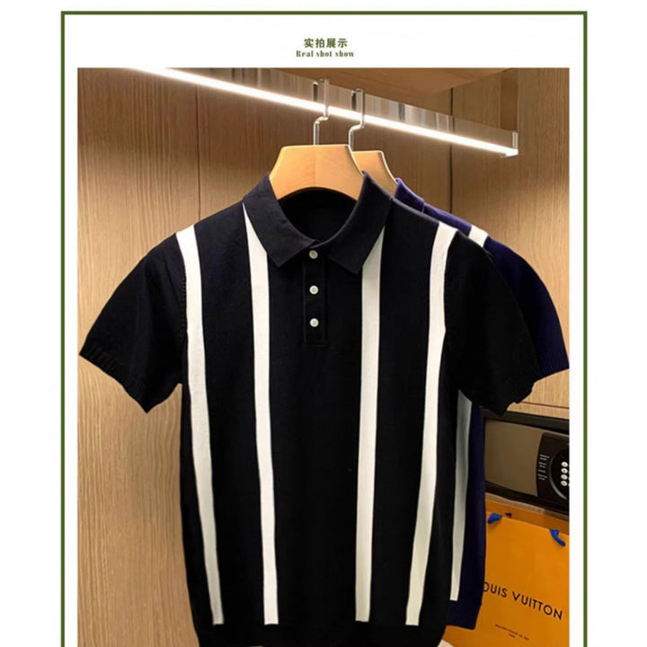 Men's Fashionable Polo Shirt with Stripes Mune Fashion