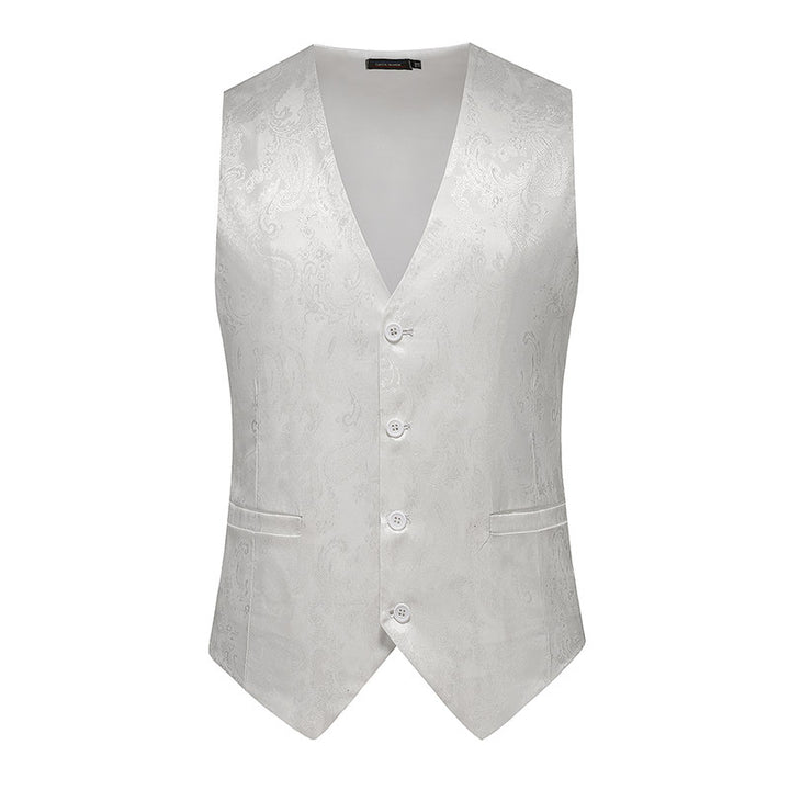 Men's fine jacquard suit vest with V-neck, decorative buttons and slim silhouette Mune Fashion