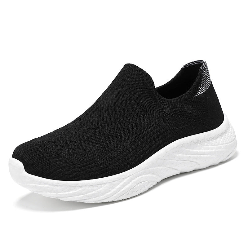 Women's seamless knit slip-on comfort running shoe with sock-like shaft and cushioned wave EVA sole Mune Fashion