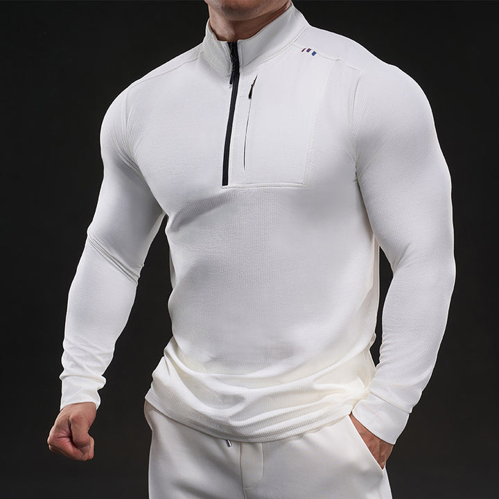Men's Slim-Fit Thermal Long Sleeve with Stand-Up Collar and Chest Zip Mune Fashion