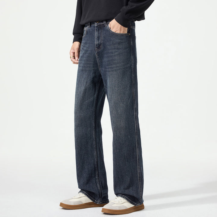 Men's loose-fitting five-pocket jeans with a high waist and vintage wash Mune Fashion