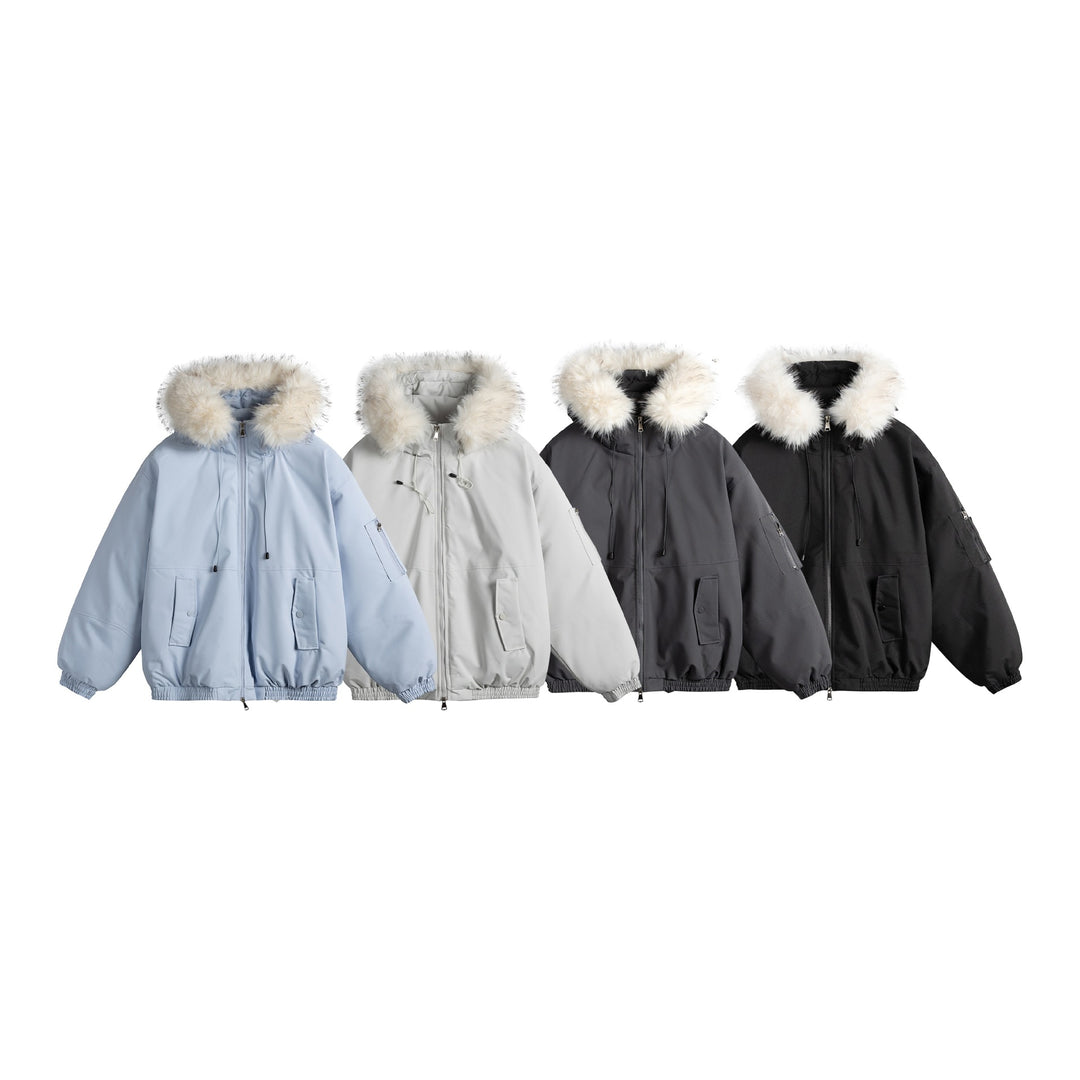 Women's Oversize Bomber Style Parka with Removable Faux Fur Hood Mune Fashion
