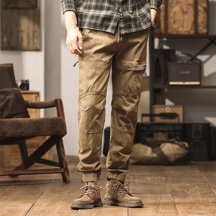 Men's Slim-Tapered Cargo Jogger made of Cotton Twill with Drawstring and Ankle Zipper Mune Fashion