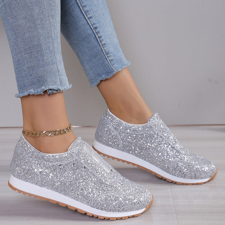 Women's Glittering Slip-On Sneakers with Comfortable Sole Mune Fashion