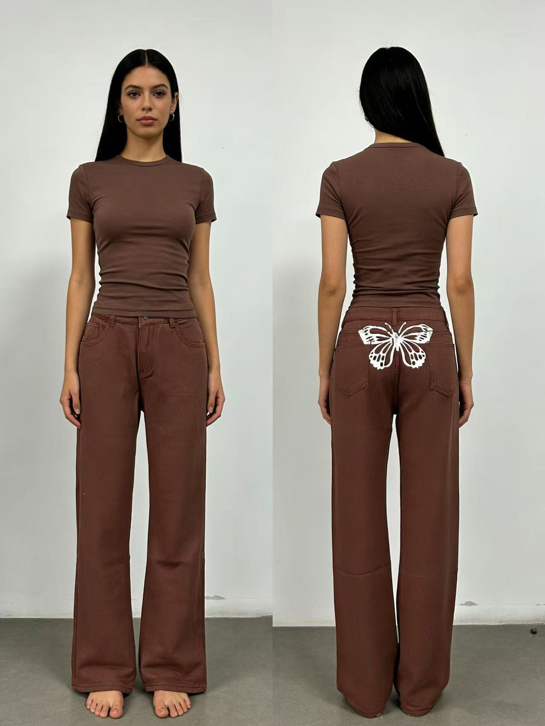 Ladies high-waisted soft draping flare jeans made of stretch denim with a figure-flattering fit Mune Fashion
