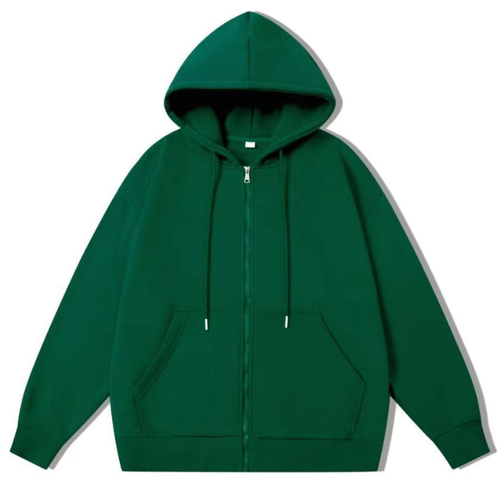 Unisex oversized hoodie jacket with a wide shoulder cut, full-length zipper, and French-Terry Mune Fashion
