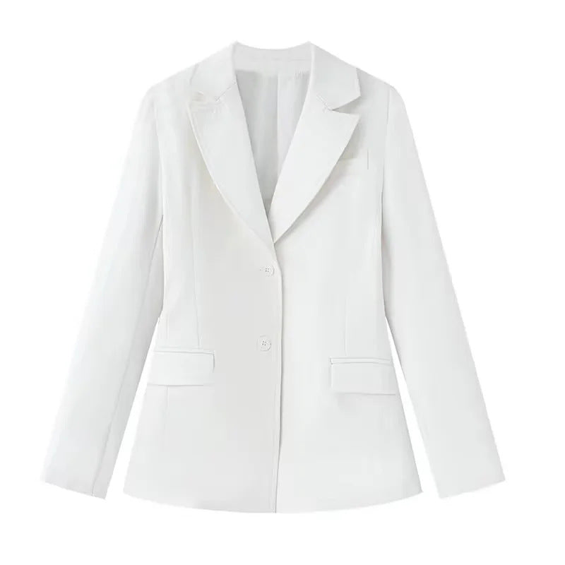 Women's slim business blazer with tailored cut, falling lapel and flap pockets Mune Fashion